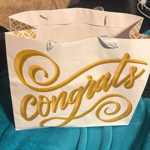 Elegant White and Gold Congrats Gift Bag
